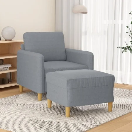 Sillón con taburete tela gris claro 60 cm de , Sofás - Ref: Foro24-3201184, Precio: 177,08 €, Descuento: %