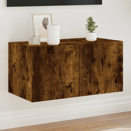 Mueble de TV de pared con luces LED roble ahumado 60x35x31 cm de , Muebles TV - Ref: Foro24-837275, Precio: 45,05 €, Descuent...