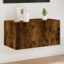 Mueble de TV de pared con luces LED roble ahumado 60x35x31 cm de , Muebles TV - Ref: Foro24-837275, Precio: 45,05 €, Descuent...