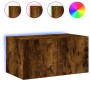 Mueble de TV de pared con luces LED roble ahumado 60x35x31 cm de , Muebles TV - Ref: Foro24-837275, Precio: 45,05 €, Descuent...