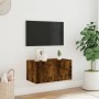 Mueble de TV de pared con luces LED roble ahumado 60x35x31 cm de , Muebles TV - Ref: Foro24-837275, Precio: 45,05 €, Descuent...