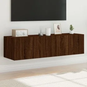 Muebles de TV de pared luces LED 2 uds marrón roble 60x35x31 cm de , Muebles TV - Ref: Foro24-837280, Precio: 85,31 €, Descue...