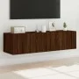 Muebles de TV de pared luces LED 2 uds marrón roble 60x35x31 cm de , Muebles TV - Ref: Foro24-837280, Precio: 85,31 €, Descue...