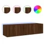 Muebles de TV de pared luces LED 2 uds marrón roble 60x35x31 cm de , Muebles TV - Ref: Foro24-837280, Precio: 85,31 €, Descue...