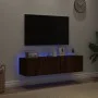 Muebles de TV de pared luces LED 2 uds marrón roble 60x35x31 cm de , Muebles TV - Ref: Foro24-837280, Precio: 85,31 €, Descue...
