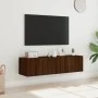 Muebles de TV de pared luces LED 2 uds marrón roble 60x35x31 cm de , Muebles TV - Ref: Foro24-837280, Precio: 85,31 €, Descue...