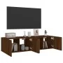 Muebles de TV de pared luces LED 2 uds marrón roble 60x35x31 cm de , Muebles TV - Ref: Foro24-837280, Precio: 85,31 €, Descue...