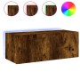 Mueble de TV de pared con luces LED roble ahumado 80x35x31 cm de , Muebles TV - Ref: Foro24-837289, Precio: 40,67 €, Descuent...