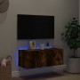 Mueble de TV de pared con luces LED roble ahumado 80x35x31 cm de , Muebles TV - Ref: Foro24-837289, Precio: 40,67 €, Descuent...