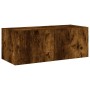 Mueble de TV de pared con luces LED roble ahumado 80x35x31 cm de , Muebles TV - Ref: Foro24-837289, Precio: 40,67 €, Descuent...
