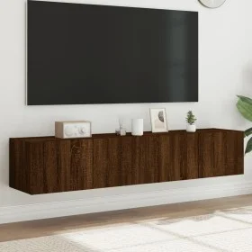 Muebles TV de pared luces LED 2 uds marrón roble 80x35x31 cm de , Muebles TV - Ref: Foro24-837294, Precio: 118,35 €, Descuent...