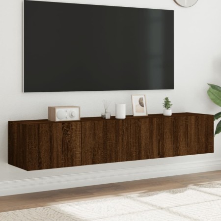 Muebles TV de pared luces LED 2 uds marrón roble 80x35x31 cm de , Muebles TV - Ref: Foro24-837294, Precio: 120,03 €, Descuent...