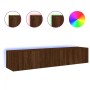 Muebles TV de pared luces LED 2 uds marrón roble 80x35x31 cm de , Muebles TV - Ref: Foro24-837294, Precio: 120,03 €, Descuent...