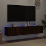 Muebles TV de pared luces LED 2 uds marrón roble 80x35x31 cm de , Muebles TV - Ref: Foro24-837294, Precio: 120,03 €, Descuent...