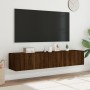 Muebles TV de pared luces LED 2 uds marrón roble 80x35x31 cm de , Muebles TV - Ref: Foro24-837294, Precio: 120,03 €, Descuent...