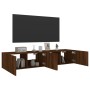 Muebles TV de pared luces LED 2 uds marrón roble 80x35x31 cm de , Muebles TV - Ref: Foro24-837294, Precio: 120,03 €, Descuent...
