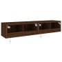 Muebles TV de pared luces LED 2 uds marrón roble 80x35x31 cm de , Muebles TV - Ref: Foro24-837294, Precio: 120,03 €, Descuent...