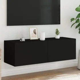 Mueble de TV de pared con luces LED negro 100x35x31 cm de , Muebles TV - Ref: Foro24-837296, Precio: 85,31 €, Descuento: %