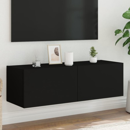 Mueble de TV de pared con luces LED negro 100x35x31 cm de , Muebles TV - Ref: Foro24-837296, Precio: 85,31 €, Descuento: %