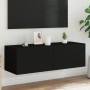 Mueble de TV de pared con luces LED negro 100x35x31 cm de , Muebles TV - Ref: Foro24-837296, Precio: 85,31 €, Descuento: %
