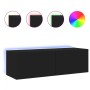 Mueble de TV de pared con luces LED negro 100x35x31 cm de , Muebles TV - Ref: Foro24-837296, Precio: 85,31 €, Descuento: %