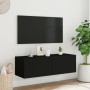 Mueble de TV de pared con luces LED negro 100x35x31 cm de , Muebles TV - Ref: Foro24-837296, Precio: 85,31 €, Descuento: %