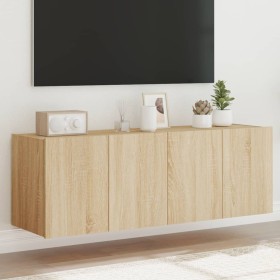 Muebles de TV de pared luces LED 2 uds roble Sonoma 60x35x41 cm de , Muebles TV - Ref: Foro24-837307, Precio: 89,59 €, Descue...