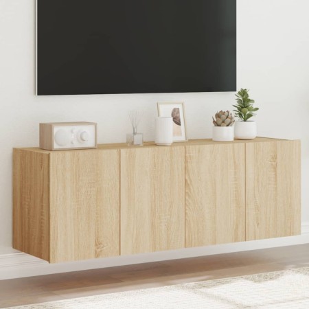 Muebles de TV de pared luces LED 2 uds roble Sonoma 60x35x41 cm de , Muebles TV - Ref: Foro24-837307, Precio: 89,59 €, Descue...