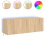 Muebles de TV de pared luces LED 2 uds roble Sonoma 60x35x41 cm de , Muebles TV - Ref: Foro24-837307, Precio: 89,59 €, Descue...
