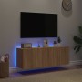 Muebles de TV de pared luces LED 2 uds roble Sonoma 60x35x41 cm de , Muebles TV - Ref: Foro24-837307, Precio: 89,59 €, Descue...