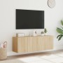 Muebles de TV de pared luces LED 2 uds roble Sonoma 60x35x41 cm de , Muebles TV - Ref: Foro24-837307, Precio: 89,59 €, Descue...