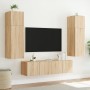 Muebles de TV de pared luces LED 2 uds roble Sonoma 60x35x41 cm de , Muebles TV - Ref: Foro24-837307, Precio: 89,59 €, Descue...