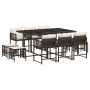 Set comedor de jardín 11 pzas y cojines ratán sintético marrón en Conjuntos de jardín | Comprar online en Foru.es