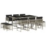 Set de comedor de jardín 11 pzas y cojines ratán sintético gris en Conjuntos de jardín | Comprar online en Foru.es
