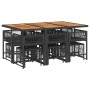 Set de comedor jardín 11 pzas con cojines ratán sintético negro en Conjuntos de jardín | Comprar online en Foru.es
