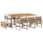 Set comedor de jardín 11 pzas con cojines ratán sintético beige en Conjuntos de jardín | Comprar online en Foru.es