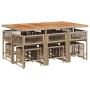 Set comedor de jardín 11 pzas con cojines ratán sintético beige en Conjuntos de jardín | Comprar online en Foru.es
