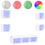 Muebles de TV de pared con LED 7 pzas madera ingeniería blanco de , Muebles TV - Ref: Foro24-3216583, Precio: 129,59 €, Descu...