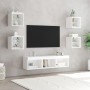 Muebles de TV de pared con LED 7 pzas madera ingeniería blanco de , Muebles TV - Ref: Foro24-3216583, Precio: 132,56 €, Descu...