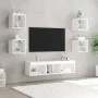 Muebles de TV de pared con LED 7 pzas madera ingeniería blanco de , Muebles TV - Ref: Foro24-3216583, Precio: 129,59 €, Descu...