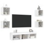 Muebles de TV de pared con LED 7 pzas madera ingeniería blanco de , Muebles TV - Ref: Foro24-3216583, Precio: 132,56 €, Descu...