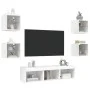 Muebles de TV de pared con LED 7 pzas madera ingeniería blanco de , Muebles TV - Ref: Foro24-3216583, Precio: 129,59 €, Descu...