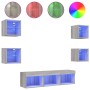 Muebles TV pared con LED 7 pzas madera ingeniería gris Sonoma de , Muebles TV - Ref: Foro24-3216588, Precio: 133,08 €, Descue...