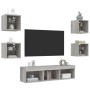 Muebles TV pared con LED 7 pzas madera ingeniería gris Sonoma de , Muebles TV - Ref: Foro24-3216588, Precio: 133,08 €, Descue...