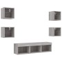 Muebles TV pared con LED 7 pzas madera ingeniería gris Sonoma de , Muebles TV - Ref: Foro24-3216588, Precio: 133,08 €, Descue...