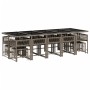 Set comedor de jardín con cojines 15 pzas ratán sintético gris en Conjuntos de jardín | Comprar online en Foru.es