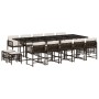 Set comedor de jardín y cojines 15 pzas ratán sintético marrón en Conjuntos de jardín | Comprar online en Foru.es