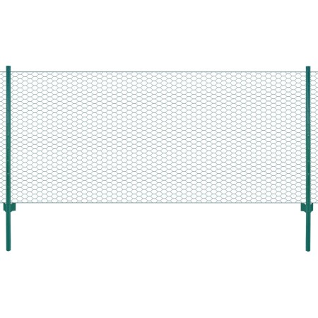Valla de malla alambre con postes acero 25x0,5 m verde de vidaXL, Paneles de vallas - Ref: Foro24-144613, Precio: 56,24 €, De...