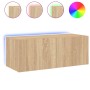 Mueble de TV de pared con luces LED roble Sonoma 80x35x31 cm de , Muebles TV - Ref: Foro24-837285, Precio: 53,92 €, Descuento: %