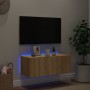 Mueble de TV de pared con luces LED roble Sonoma 80x35x31 cm de , Muebles TV - Ref: Foro24-837285, Precio: 53,92 €, Descuento: %
